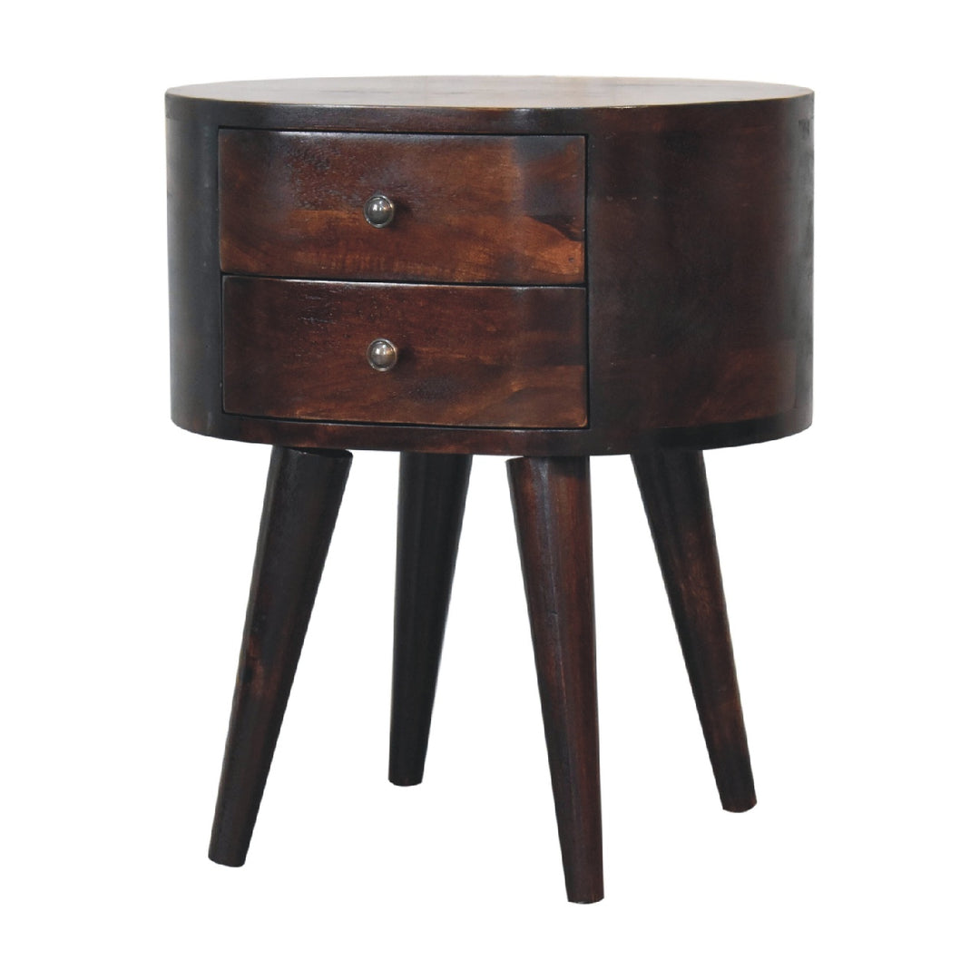 Walnut Rounded nightstand Table-2