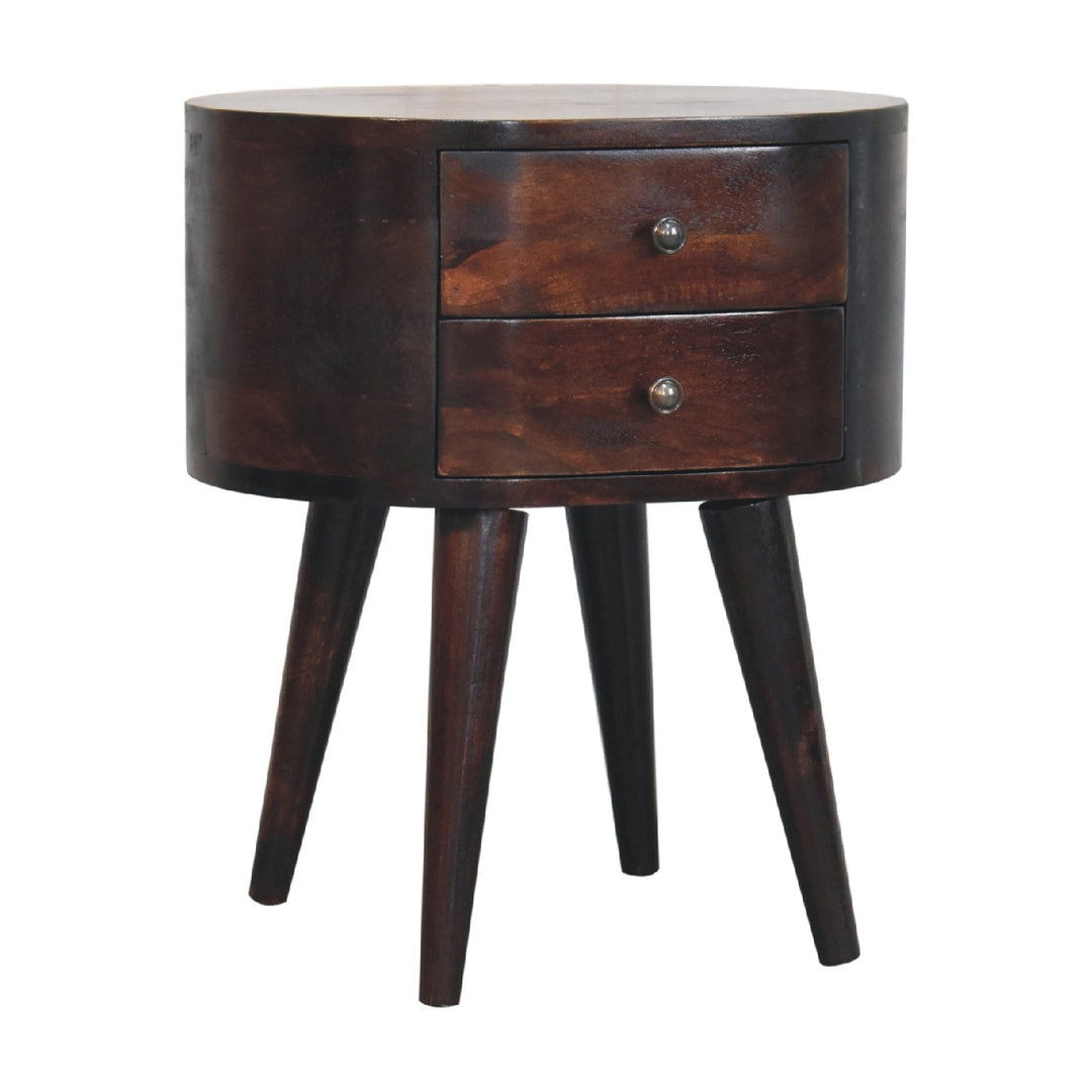 Walnut Rounded nightstand Table-3