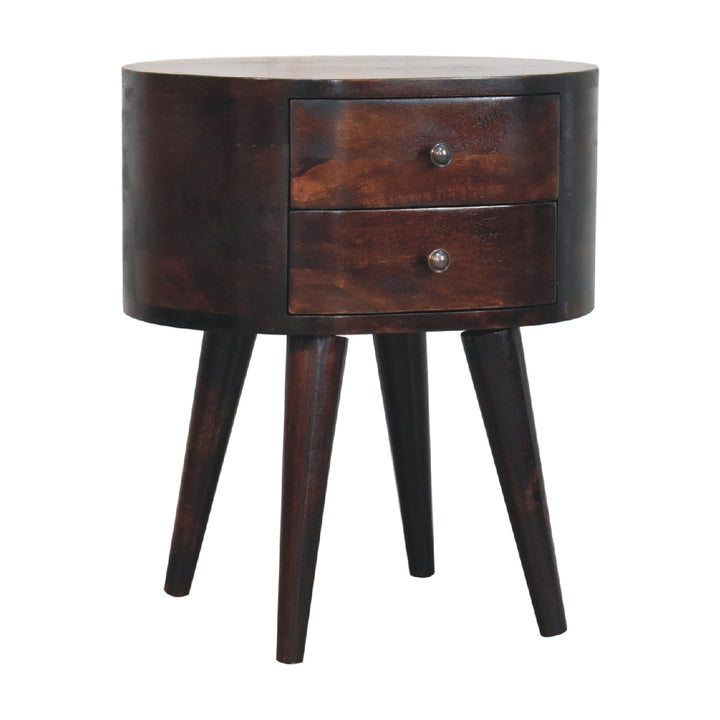 Walnut Rounded nightstand Table-3