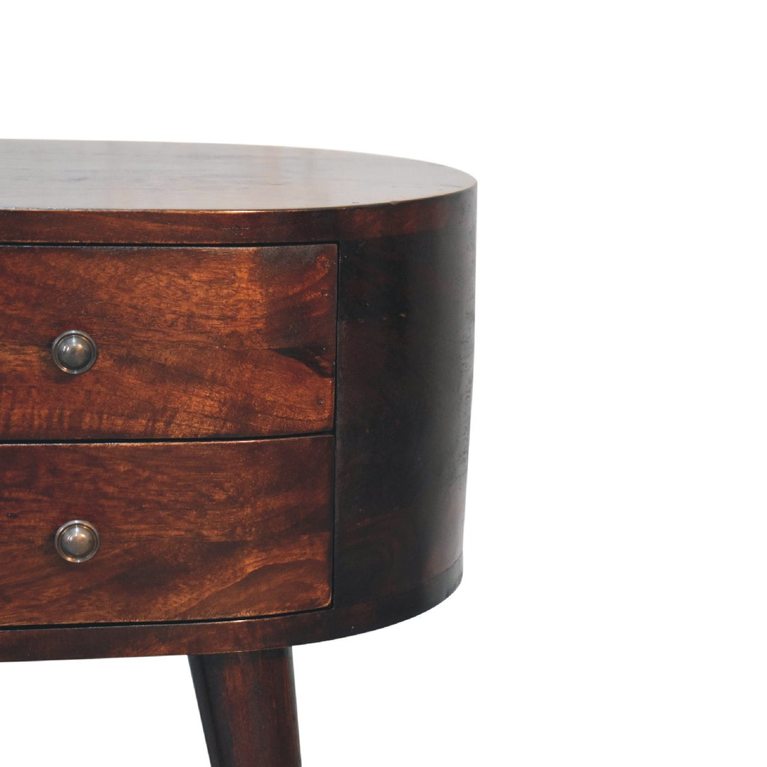 Walnut Rounded nightstand Table-4