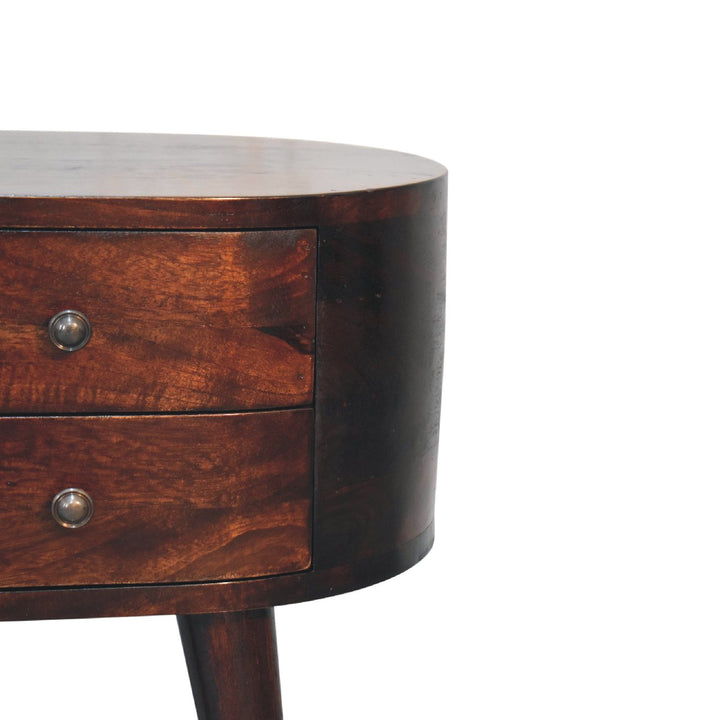 Walnut Rounded nightstand Table-4