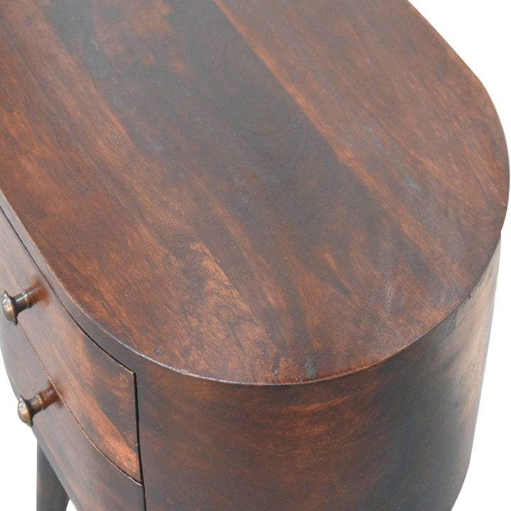 Walnut Rounded nightstand Table-5