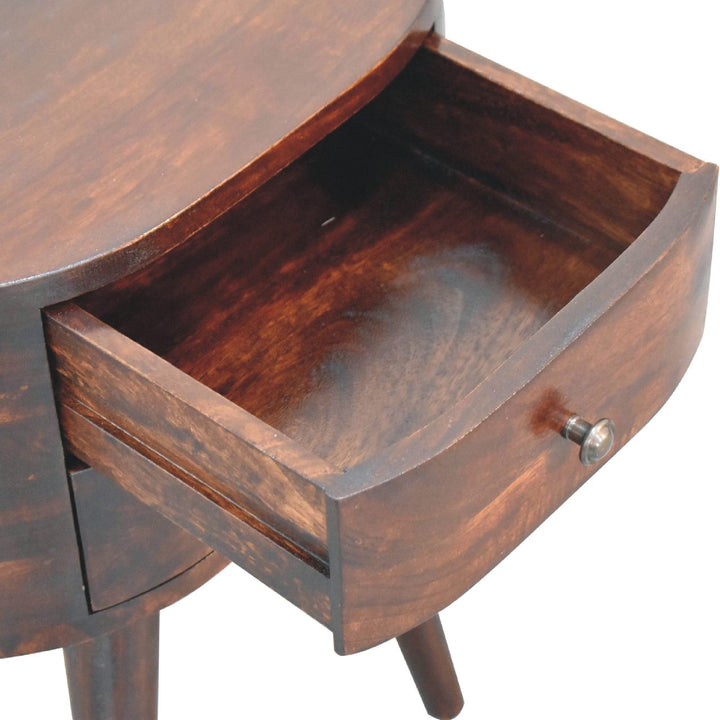 Walnut Rounded nightstand Table-6