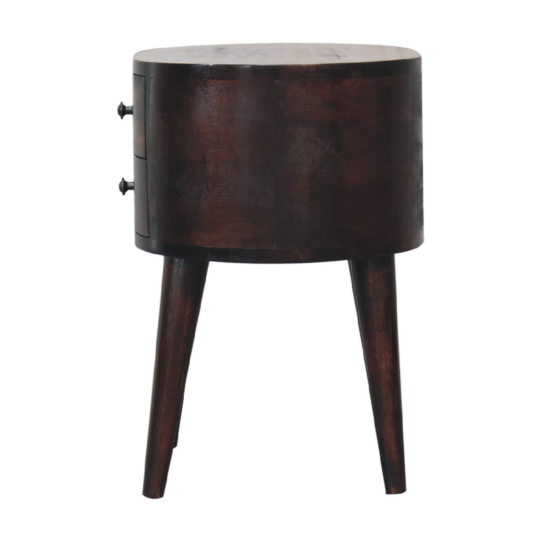Walnut Rounded nightstand Table-7