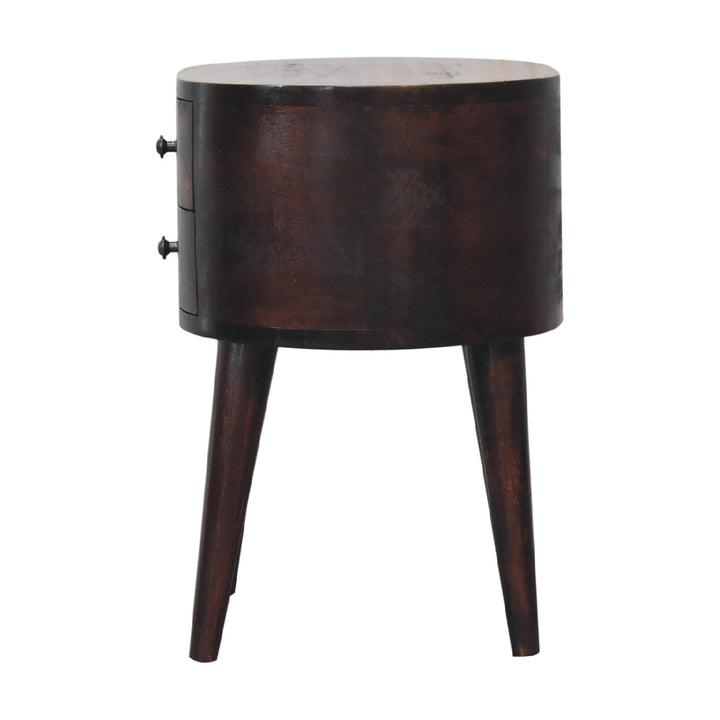 Walnut Rounded nightstand Table-7