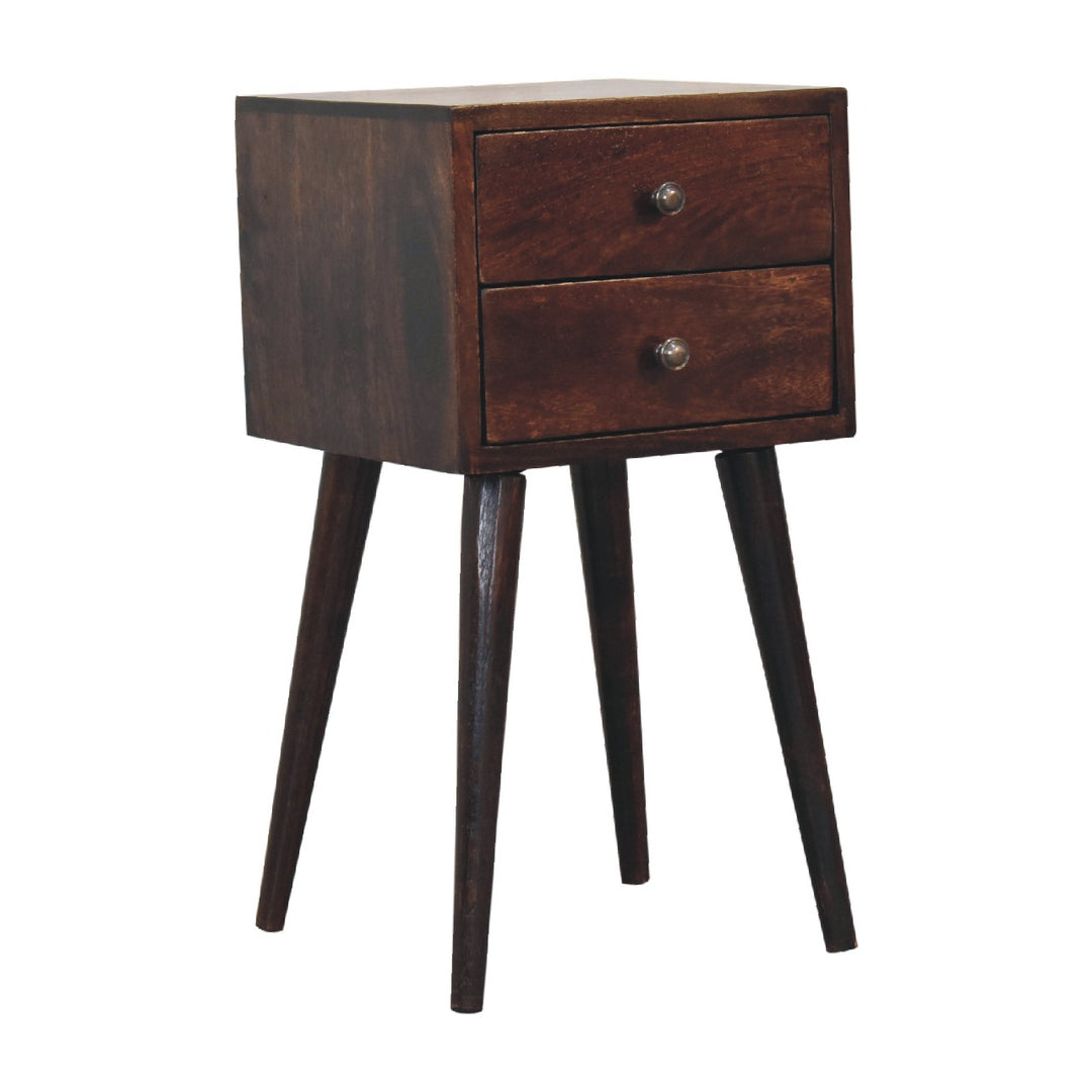 Mini 2 Drawer Walnut Nightstand-2