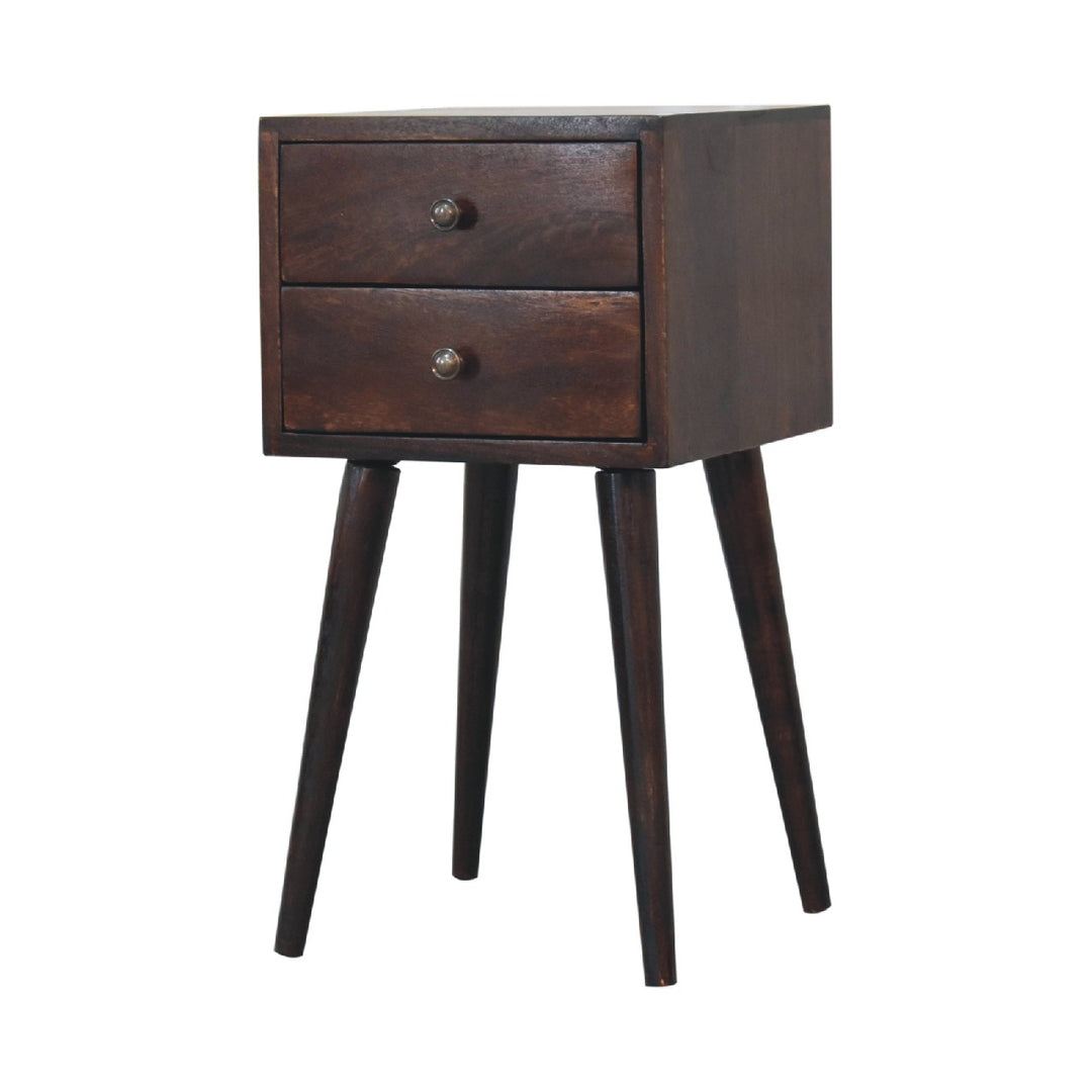 Mini 2 Drawer Walnut Nightstand-3