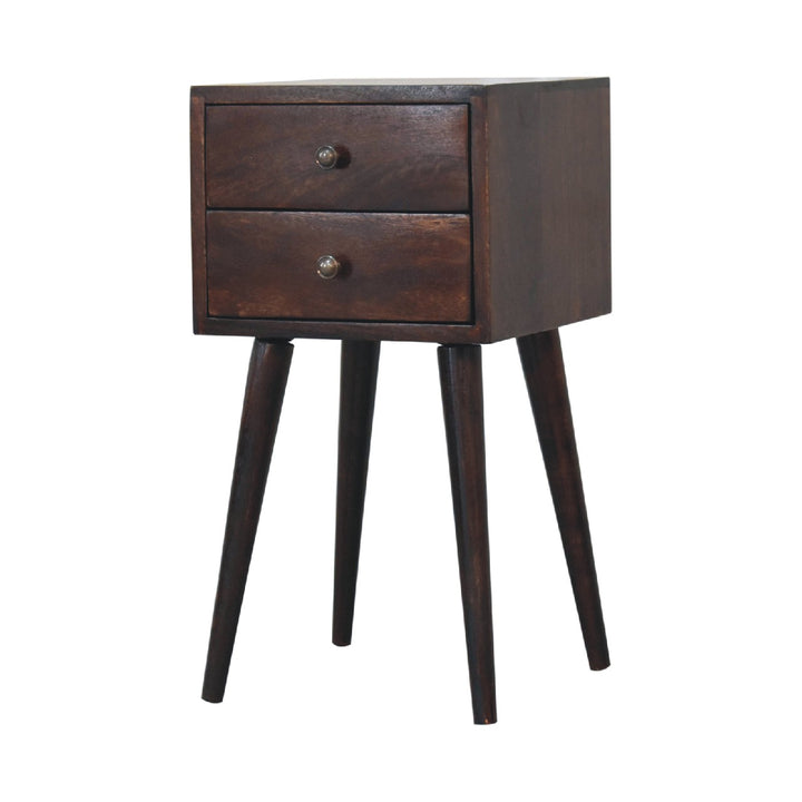 Mini 2 Drawer Walnut Nightstand-3