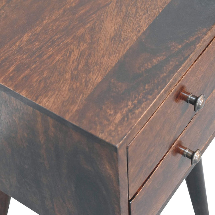 Mini 2 Drawer Walnut Nightstand-5