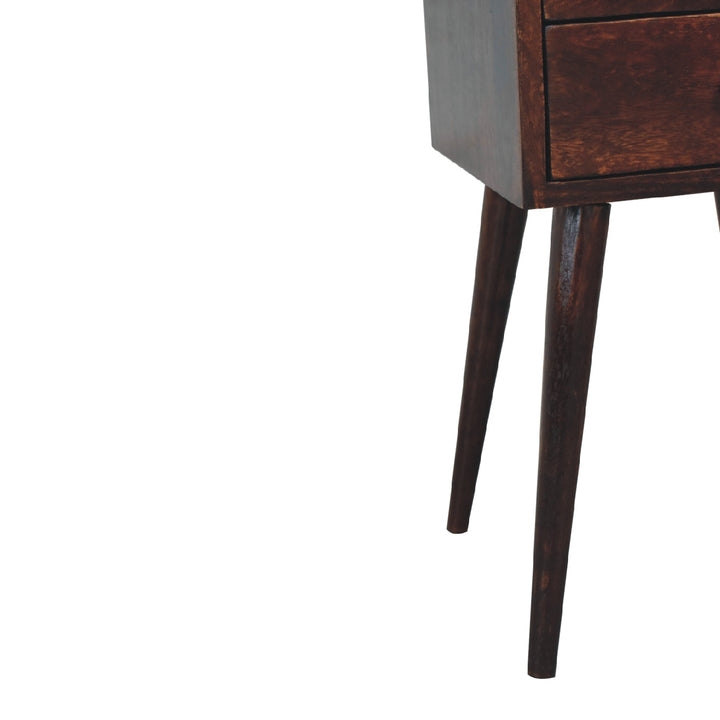 Mini 2 Drawer Walnut Nightstand-7