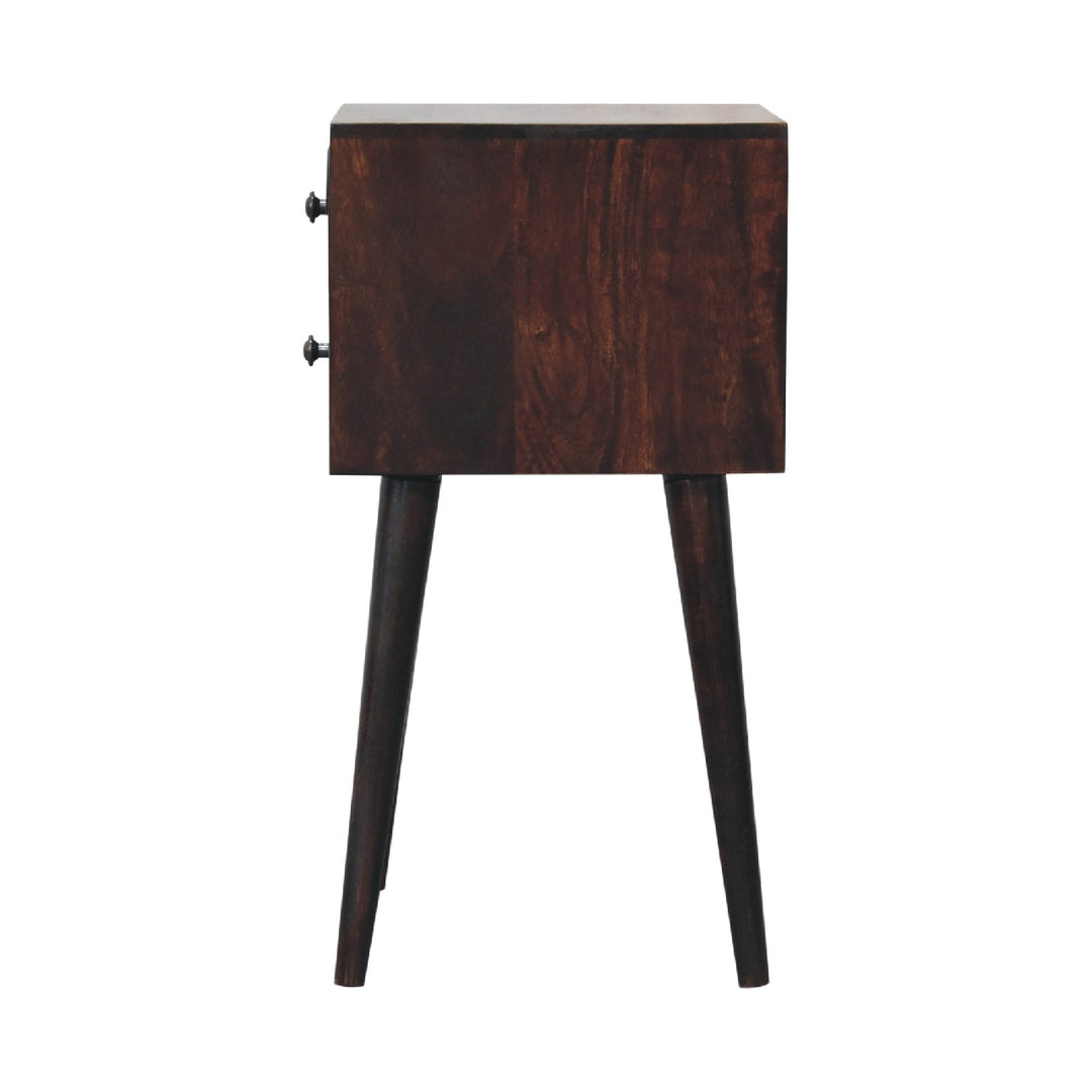 Mini 2 Drawer Walnut Nightstand-8