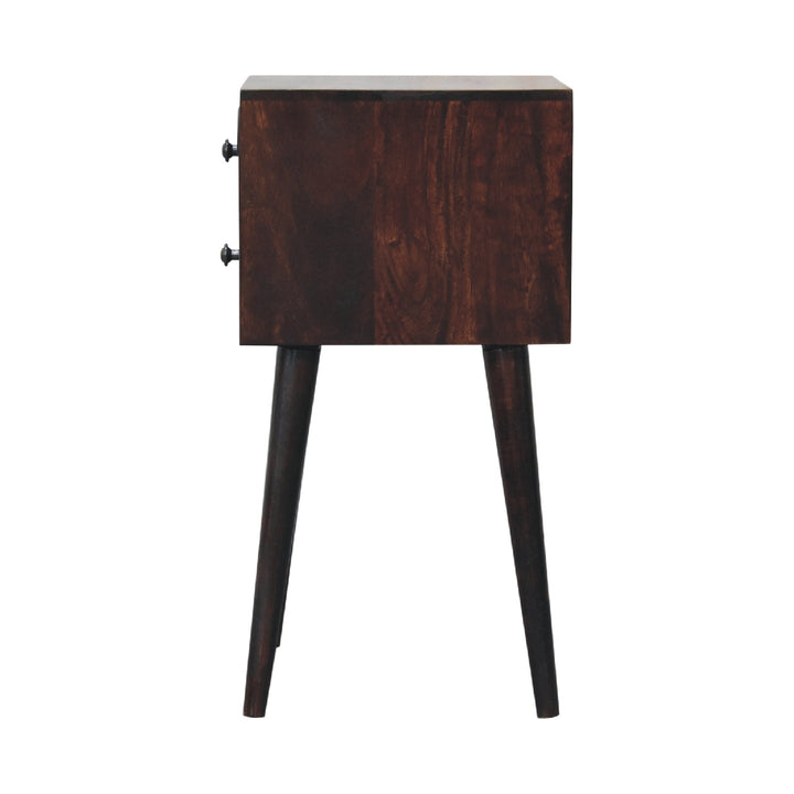 Mini 2 Drawer Walnut Nightstand-8