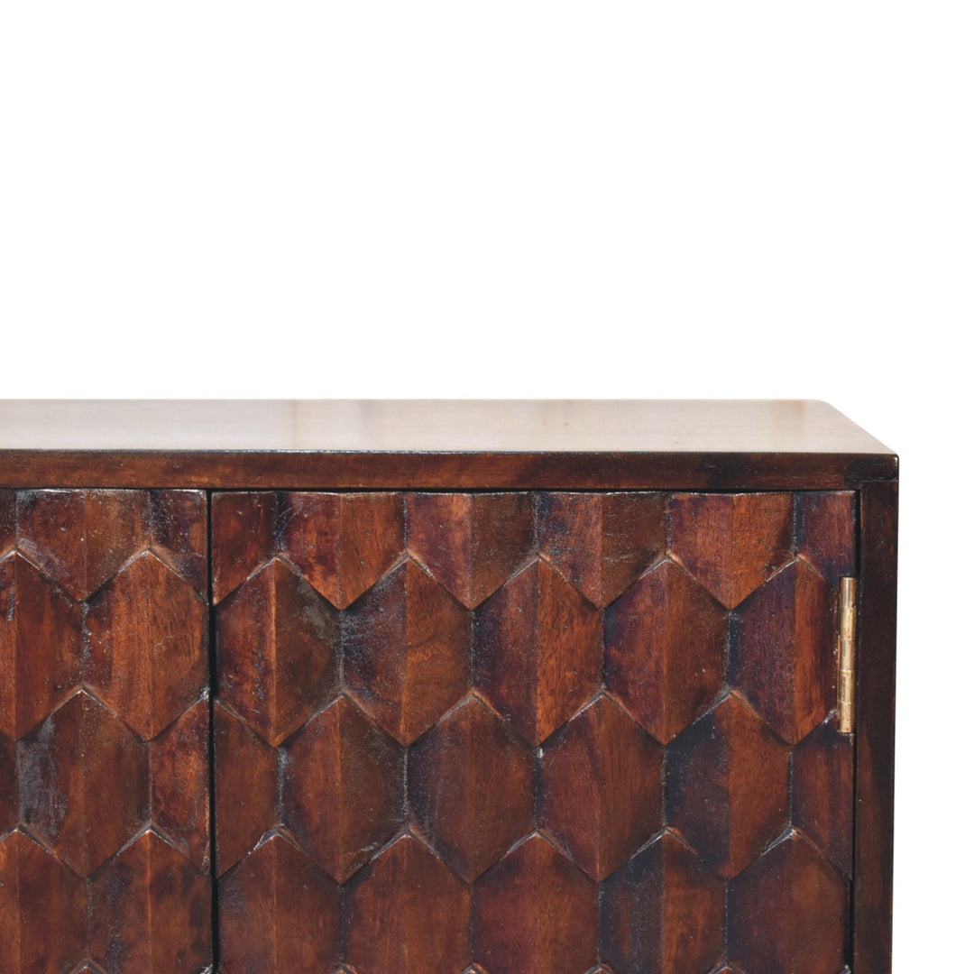 Mini Pineapple Carved Walnut Cabinet-4