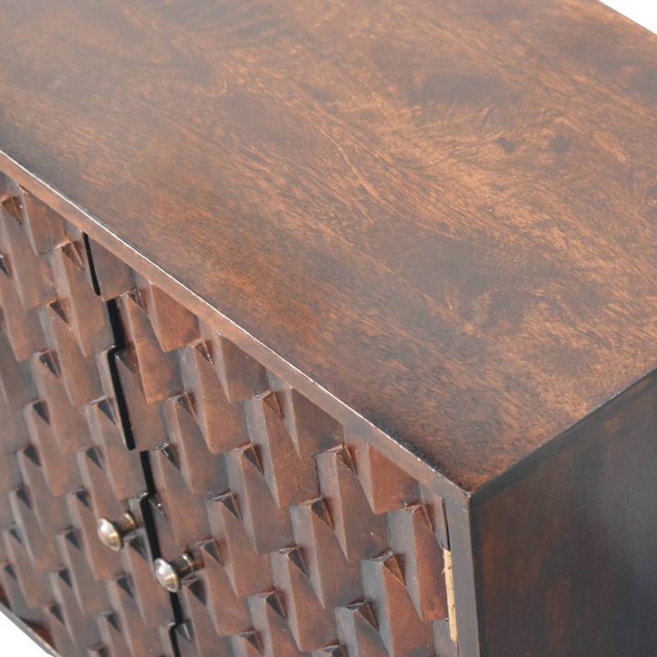 Mini Pineapple Carved Walnut Cabinet-5