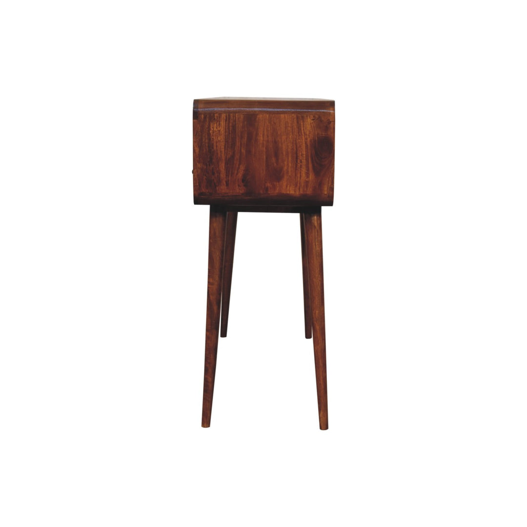Triple Curved Chestnut Console Table-8
