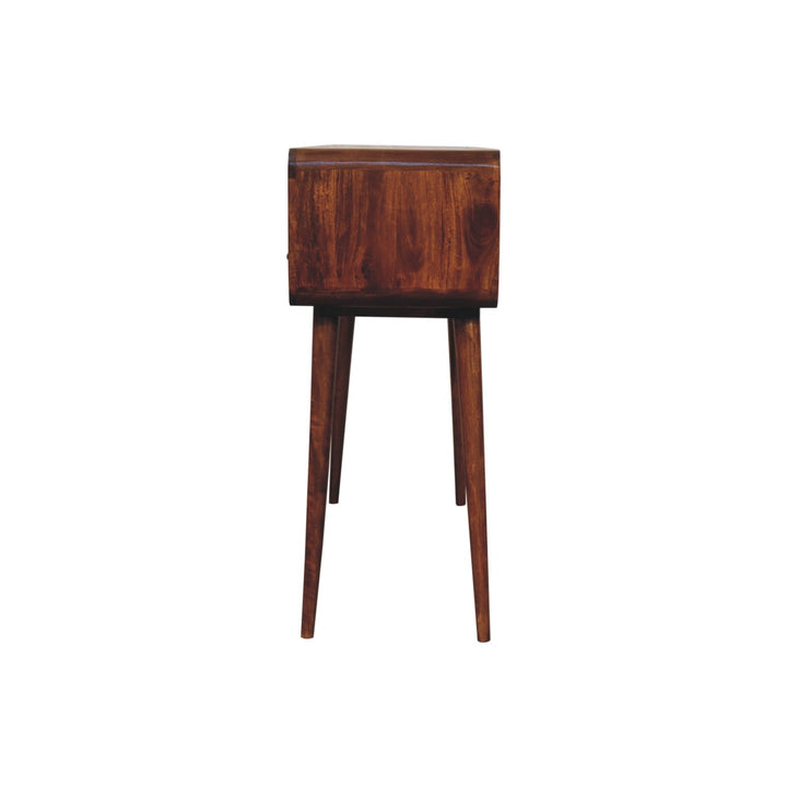 Triple Curved Chestnut Console Table-8