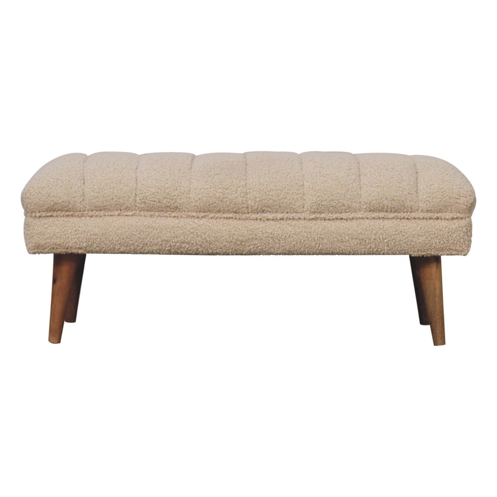 Cream Boucle Puffer Bench-1