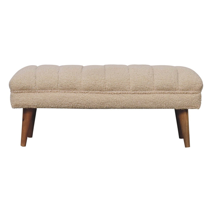 Cream Boucle Puffer Bench-1