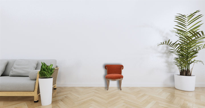 Brick Red Velvet Studded Chair-1