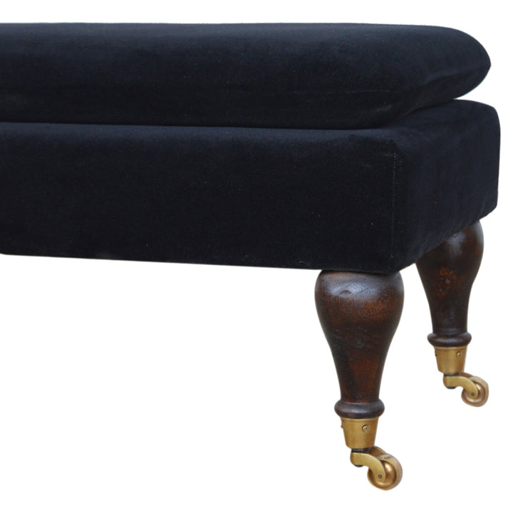 Black Velvet Castor Bench-4