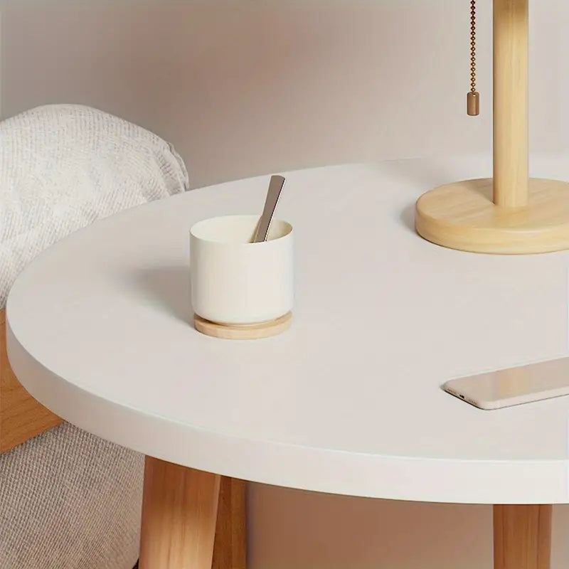 NNETM Minimalist Round White Coffee Table - Small and Space-Saving-4