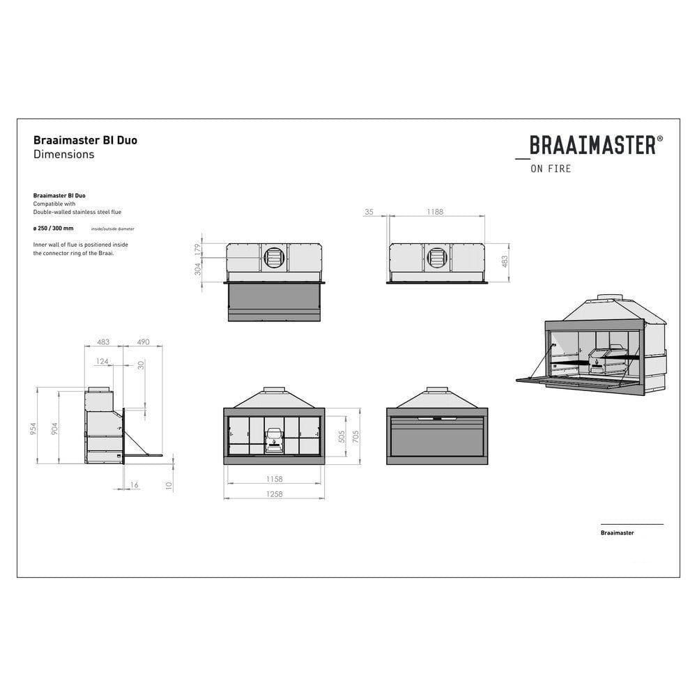 Braaimaster Inbyggnadsgrill BI Duo SKU BRA-BI2B EAN 7421125584887