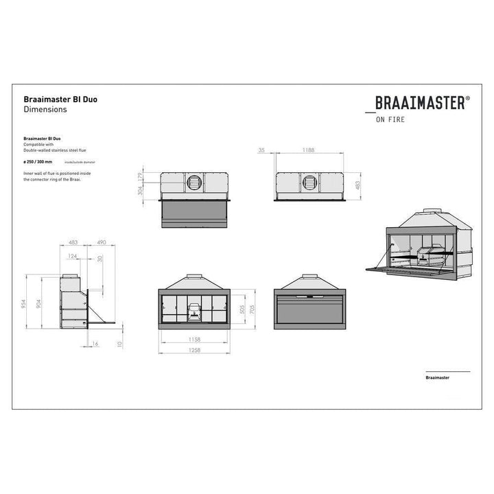 Braaimaster Inbyggnadsgrill BI Duo SKU BRA-BI2B EAN 7421125584887