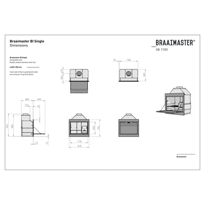 Braaimaster Inbyggnadsgrill BI Single SKU BRA-BI1B EAN 7421125584856