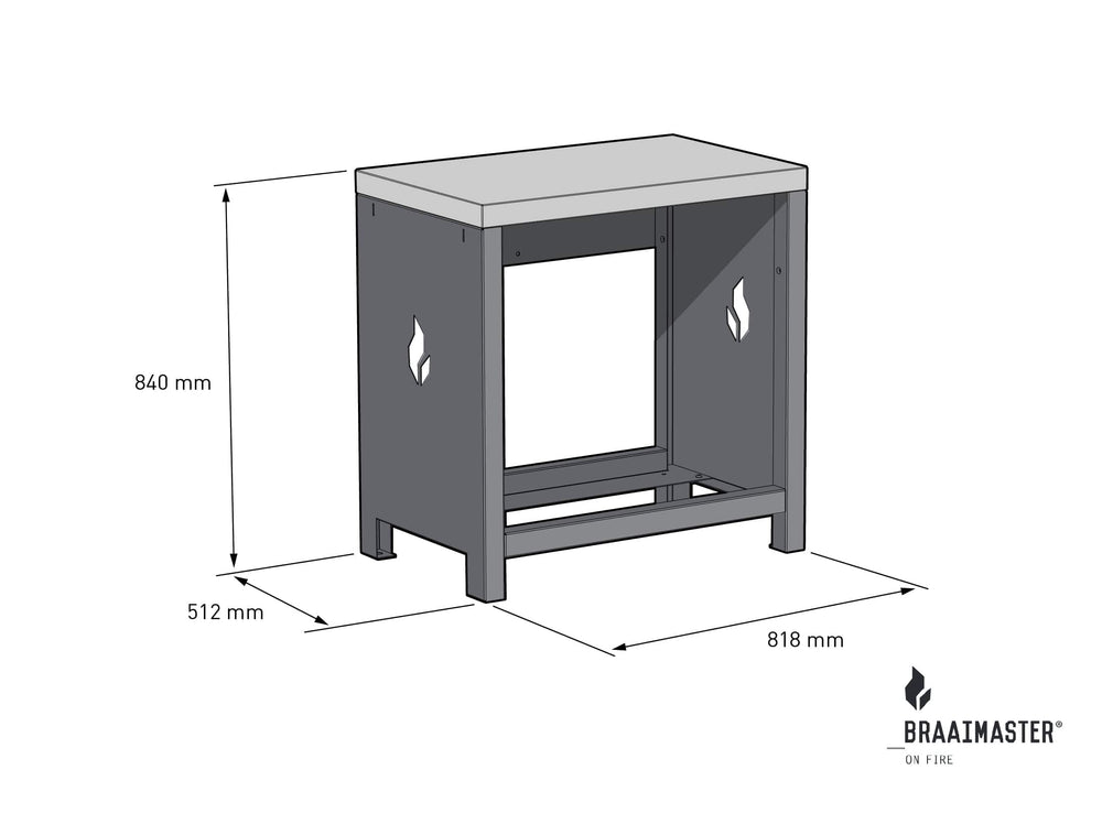 Braaimaster Sidobord - Outlet Svart / 120 cm / Utan bänkskiva SKU BRA-SP008-OUTLET EAN 7421125585501
