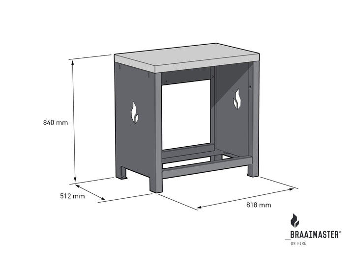 Braaimaster Sidobord - Outlet Svart / 120 cm / Utan bänkskiva SKU BRA-SP008-OUTLET EAN 7421125585501