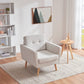 Beige Mid Century Accent Chair with Tufted Upholstery-1