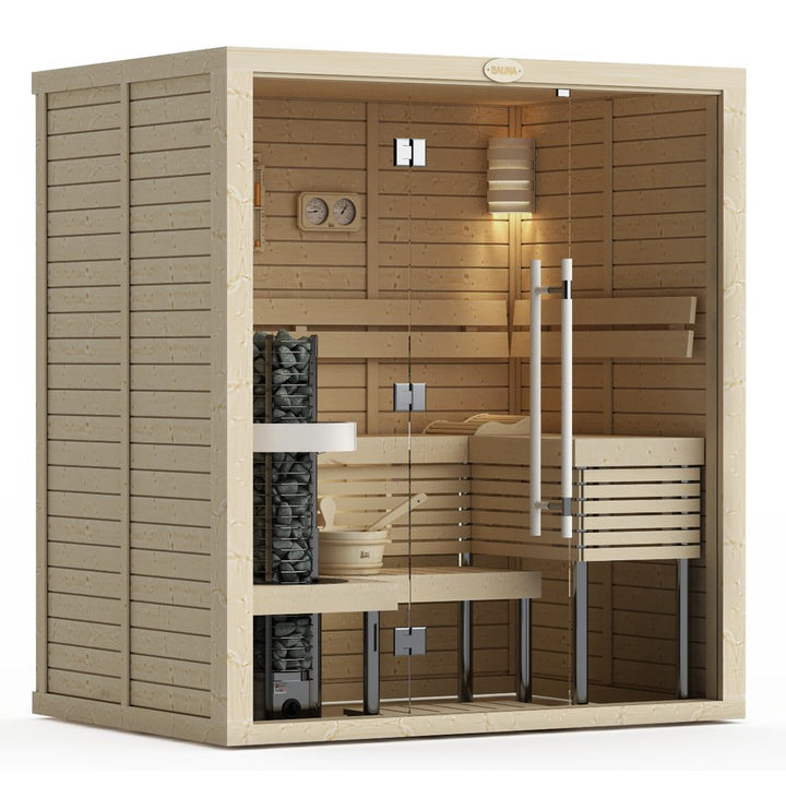 SAWO Indoor Sauna Glass Front Spruce