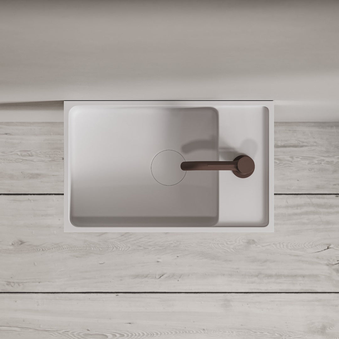 Modul LR 40 handfat ovanifrån – mattvit Acovi Solid Surface, blandare ingår ej