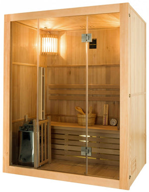 Bastu France Sauna Sense komplett paket 3-sitsig, 4,5kW svart vägg