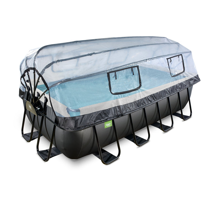 Exit Toys Pool Black Leather Medium with Filter Pump + Roof