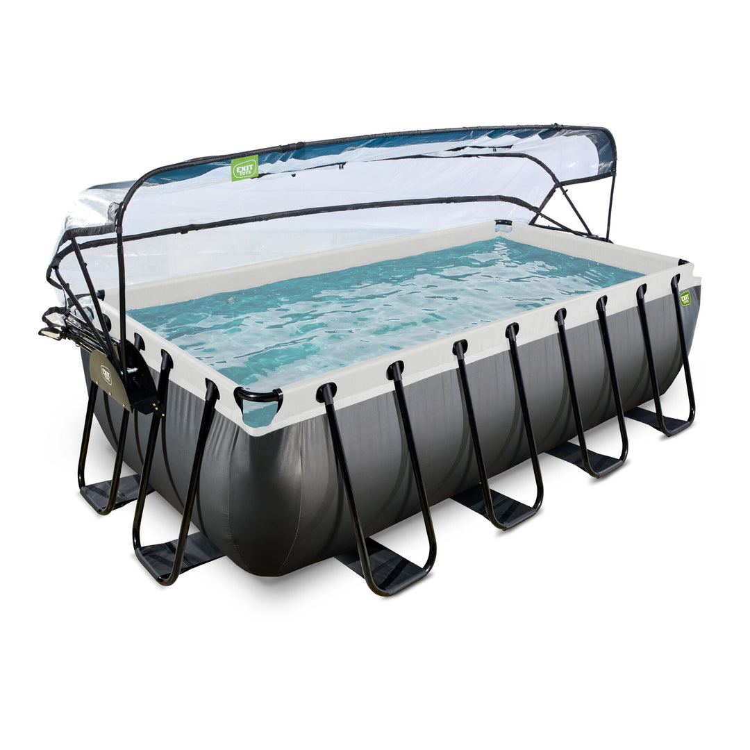 Exit Toys Pool Black Leather Medium with Filter Pump + Roof
