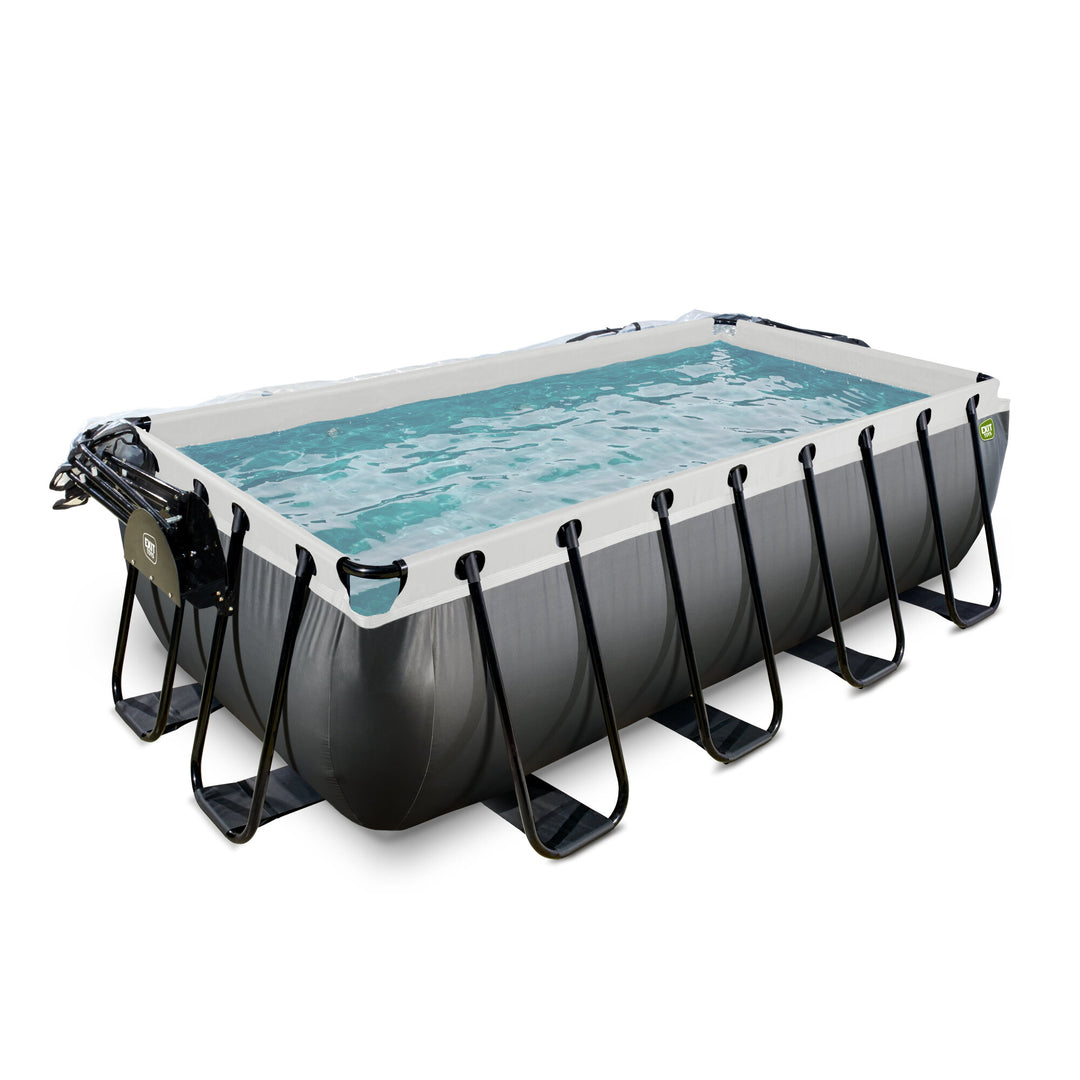 Exit Toys Pool Black Leather Medium with Filter Pump + Roof