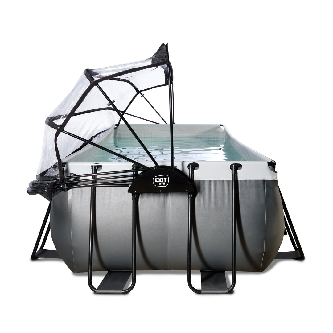 Exit Toys Pool Black Leather Medium with Filter Pump + Roof