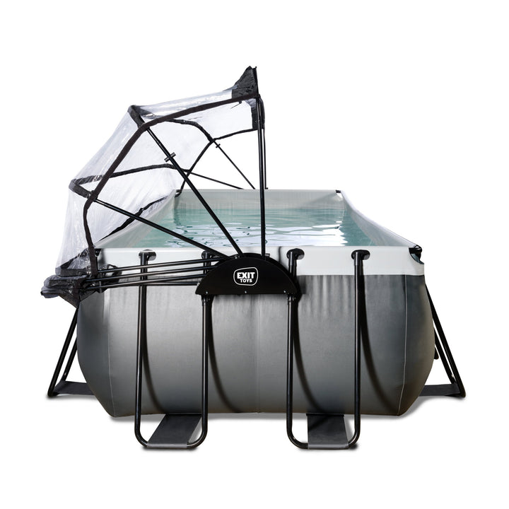 Exit Toys Pool Black Leather Medium with Filter Pump + Roof