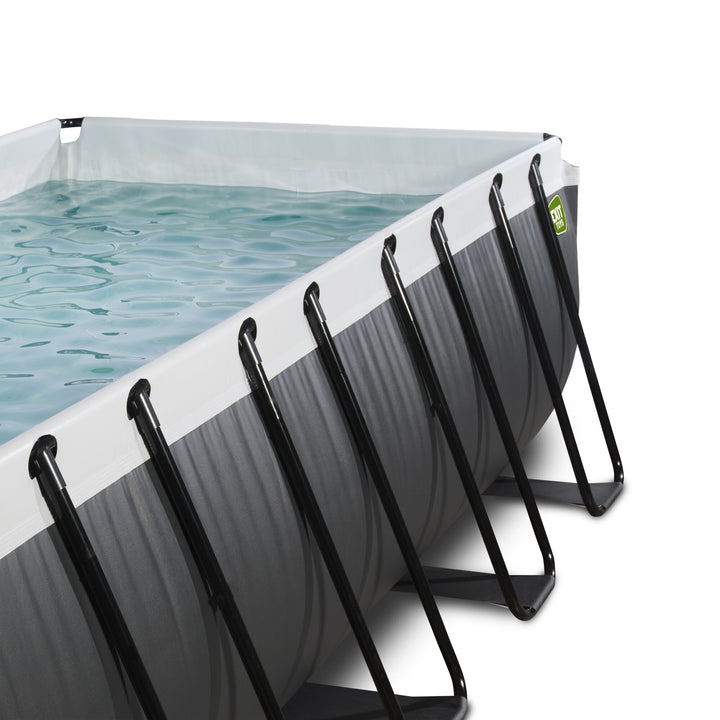 Exit Toys Pool Black Leather Medium with Filter Pump + Roof