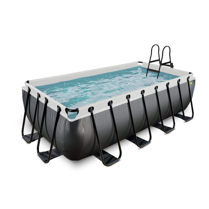 Exit Toys Pool Black Leather Medium with Filter Pump
