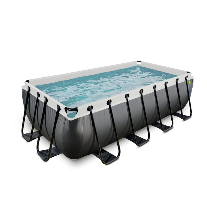 Exit Toys Pool Black Leather Medium with Filter Pump