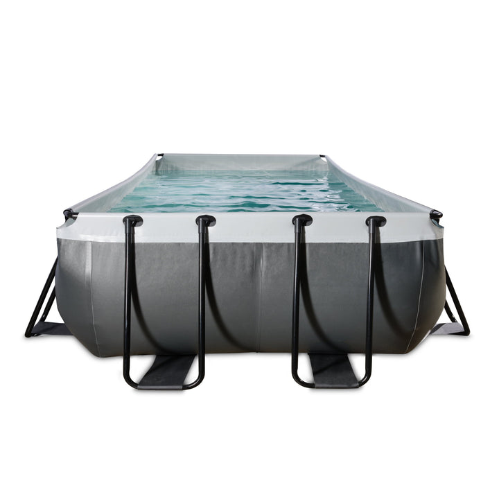 Exit Toys Pool Black Leather Medium with Filter Pump