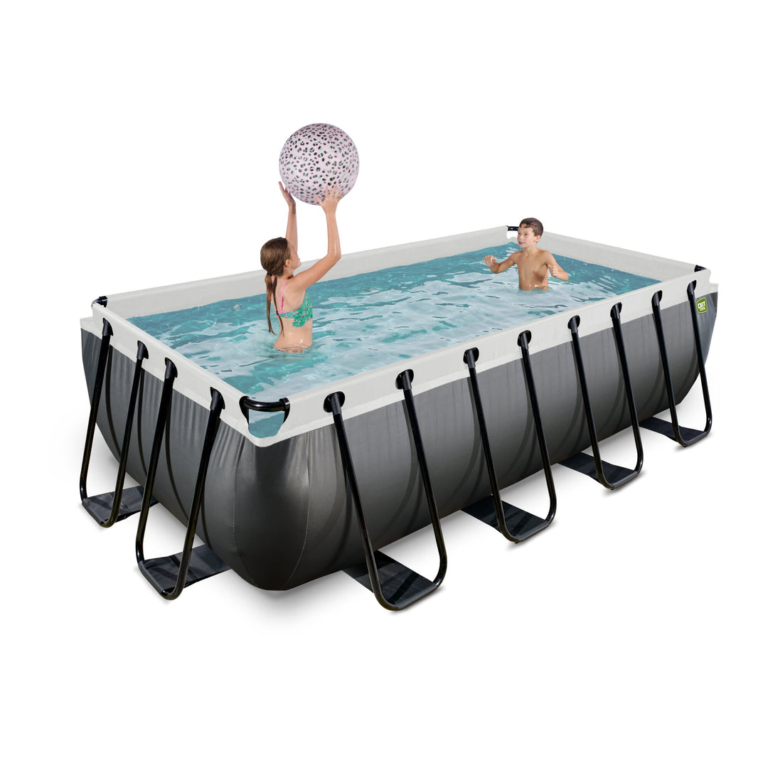 Exit Toys Pool Black Leather Medium with Filter Pump