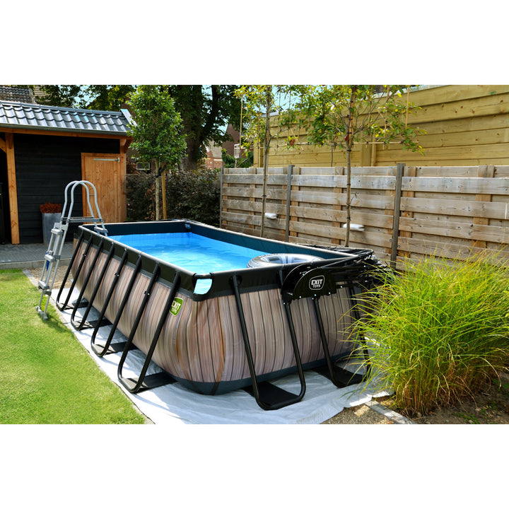 Exit Toys Pool Black Leather Medium with Filter Pump