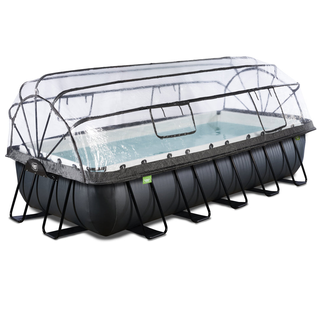 Exit Toys Pool Black Leather Medium with Filter Pump + Roof