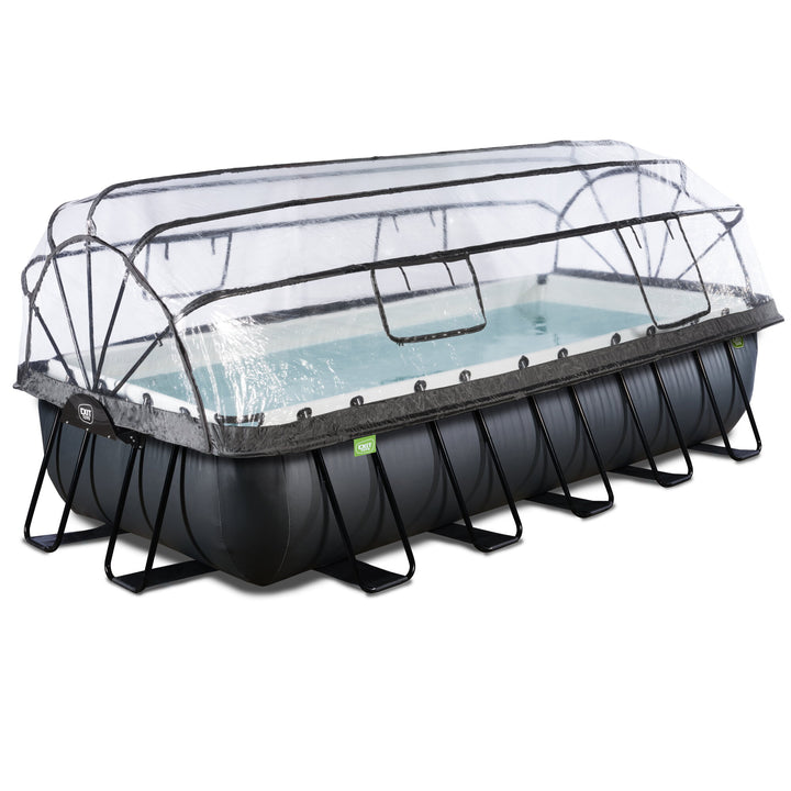 Exit Toys Pool Black Leather Medium with Filter Pump + Roof