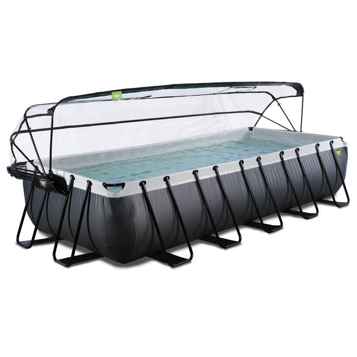 Exit Toys Pool Black Leather Medium with Filter Pump + Roof