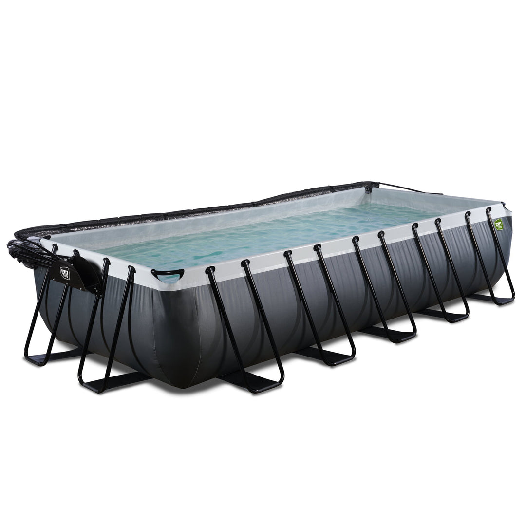 Exit Toys Pool Black Leather Medium with Filter Pump + Roof