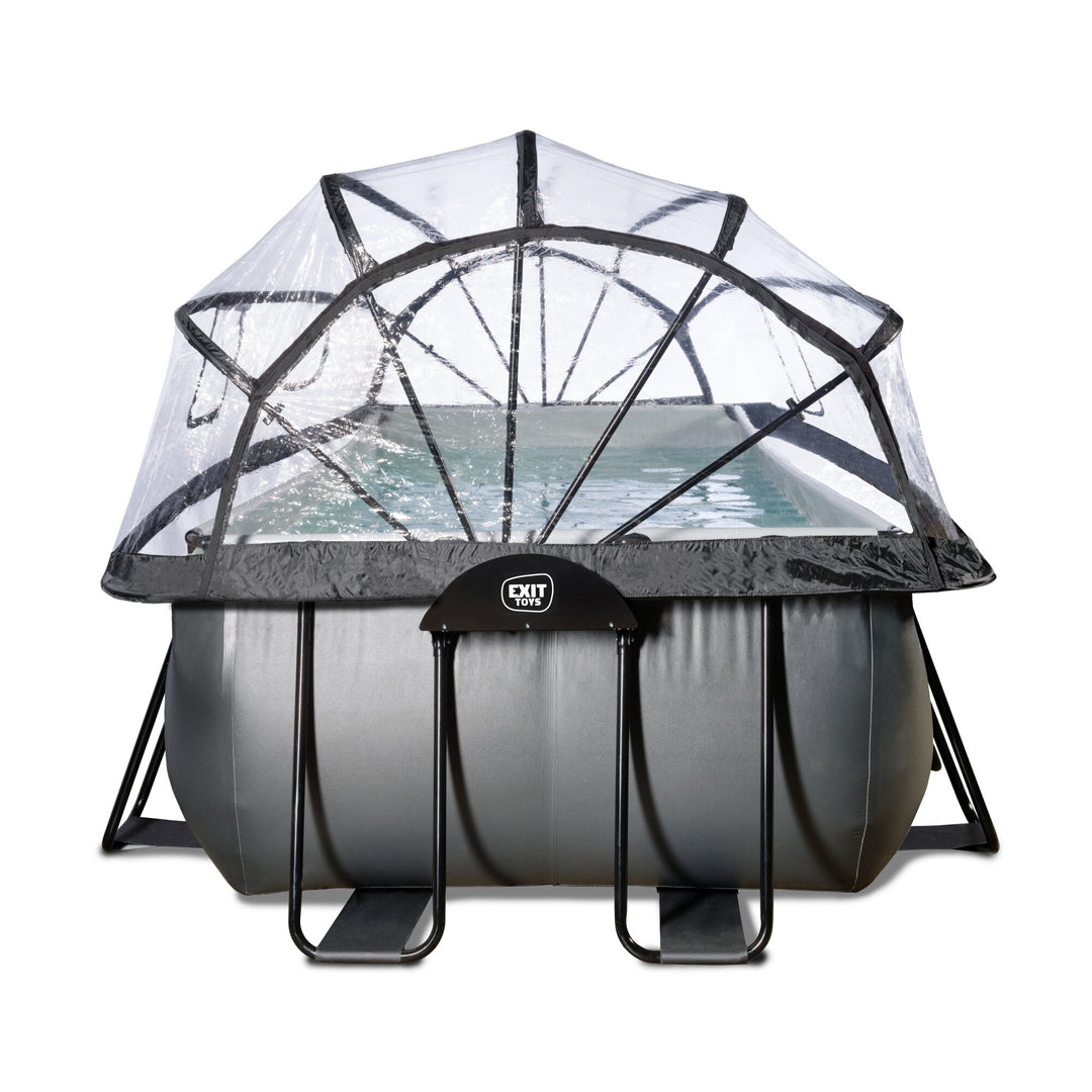 Exit Toys Pool Black Leather Medium with Filter Pump + Roof